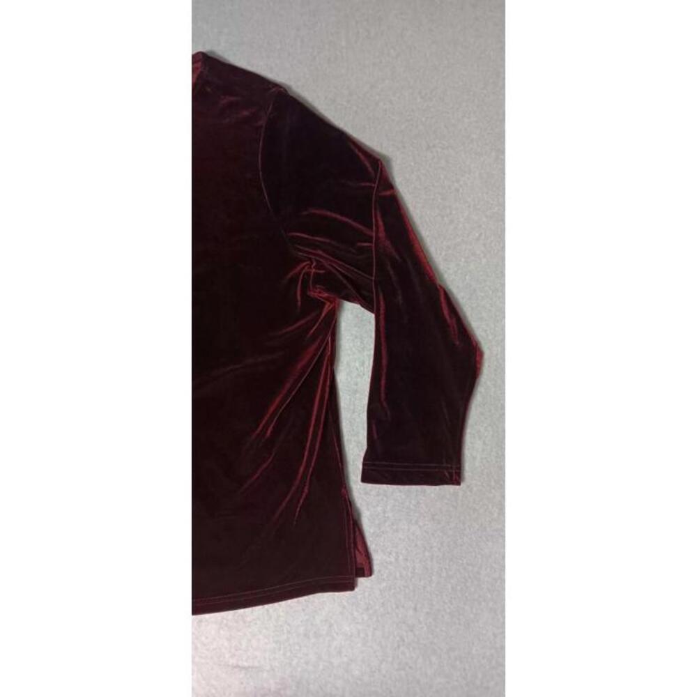 Kathie Lee Long Sleeve Velvet Blouse Womens Size 22W/24W Maroon Soft And... - Picture 6 of 11